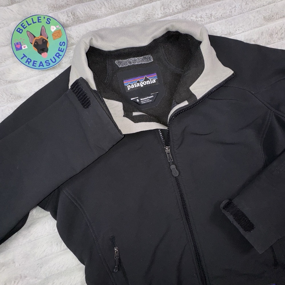 Patagonia‎ Jacket Womens Small Black Soft Shell Water Resistant Full Zip READ